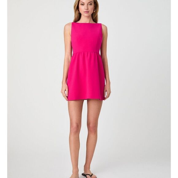 French connection, Elegant Pink Sleeveless Boat-Neck Dress size 4 new condition. - Picture 5 of 10